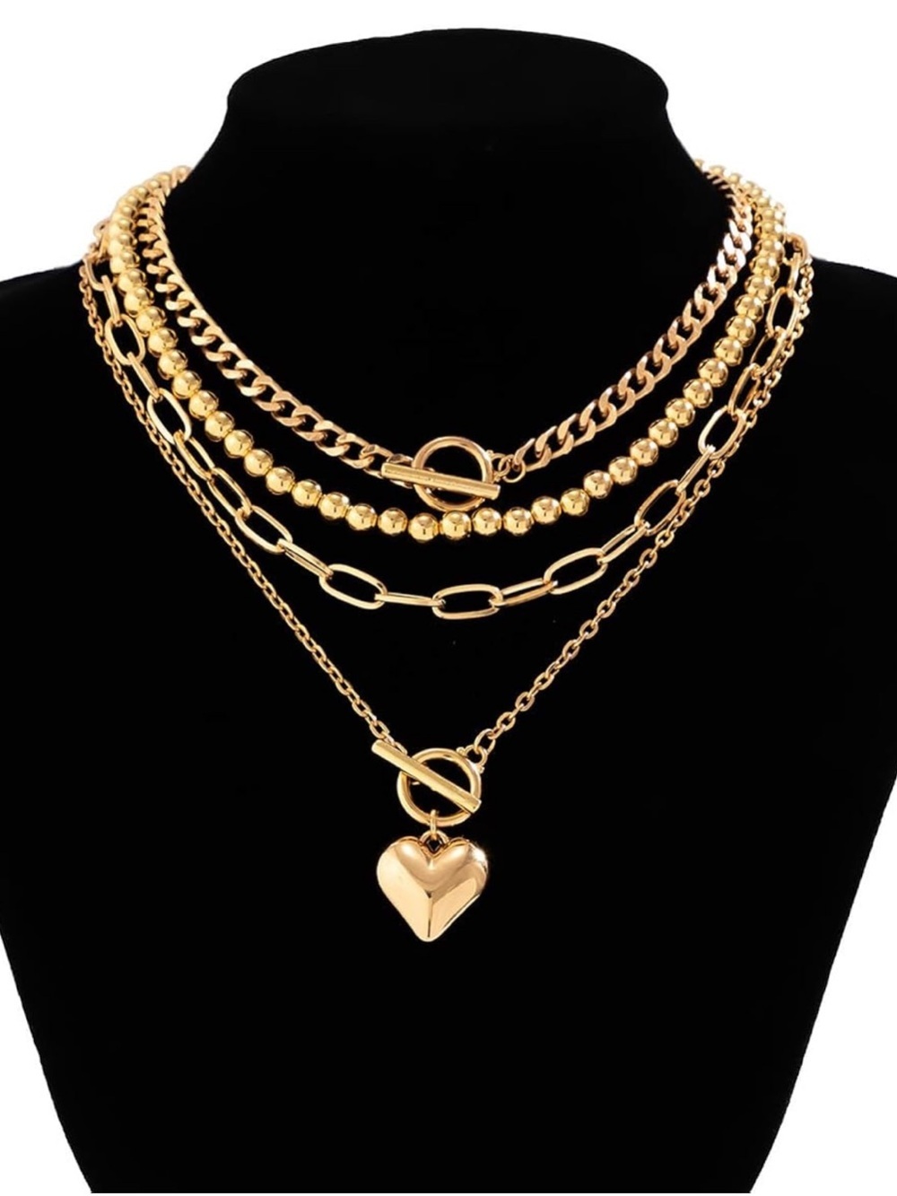 Anthropologie Layered Gold Heart Charm Necklace